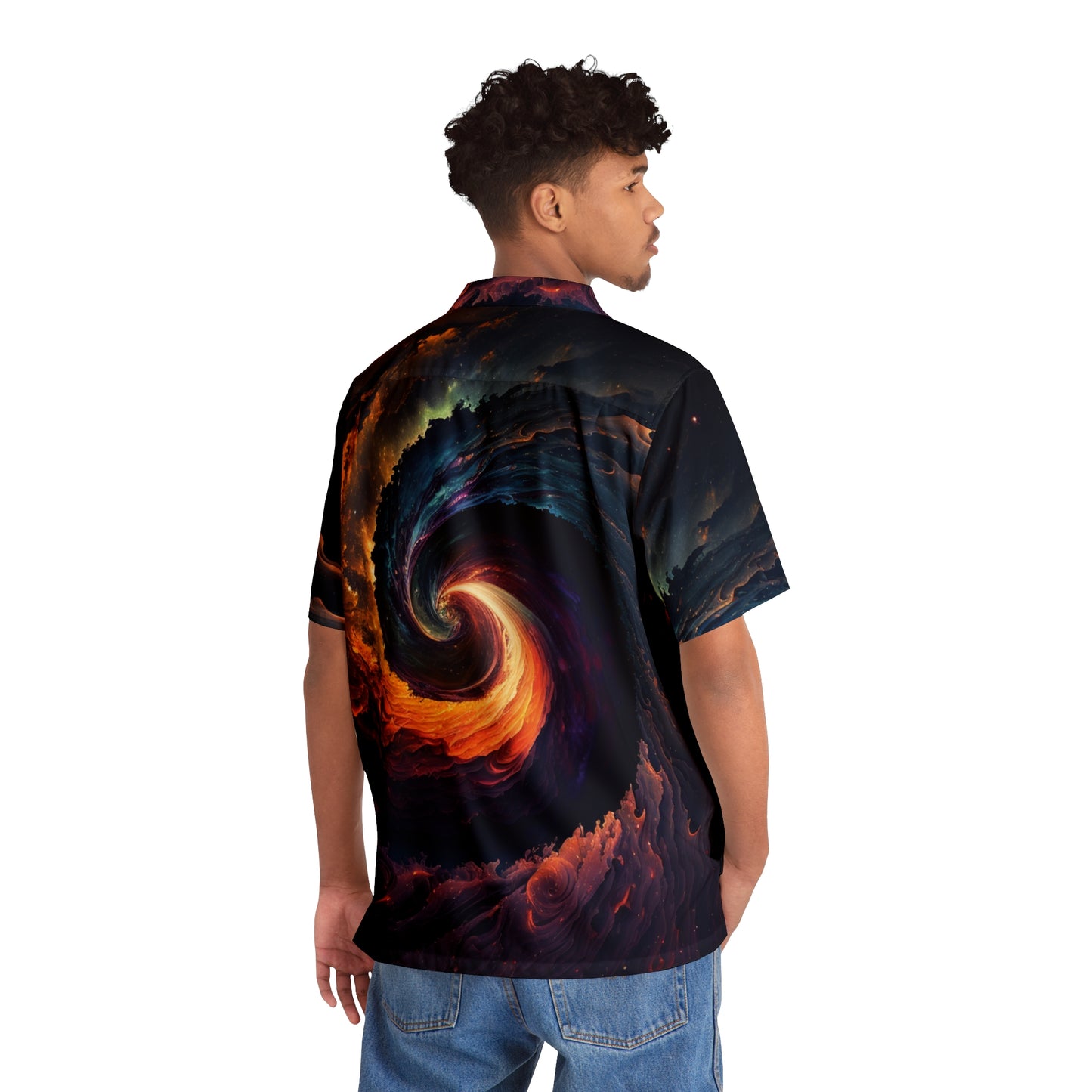 BAE "Swirling Ocean" Short-Sleeve Button Down Shirt