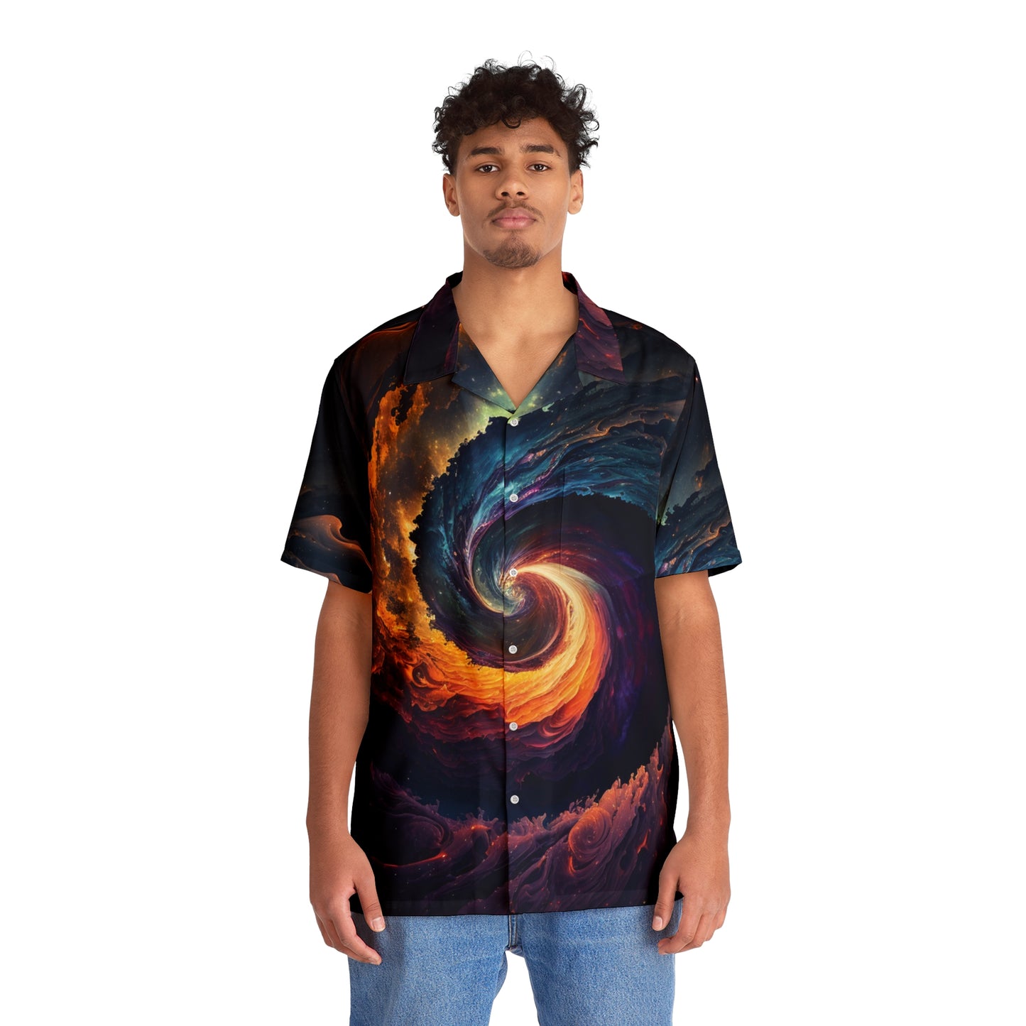 BAE "Swirling Ocean" Short-Sleeve Button Down Shirt