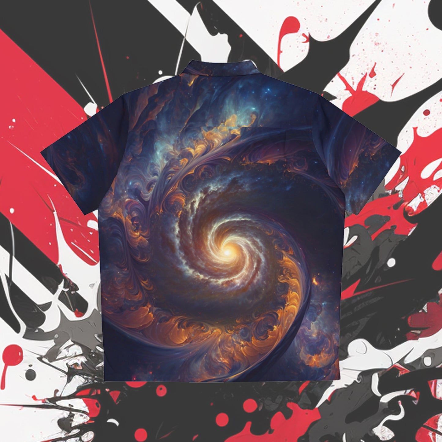 BAE "Swirling Galaxy" Short-Sleeve Button Down Shirt