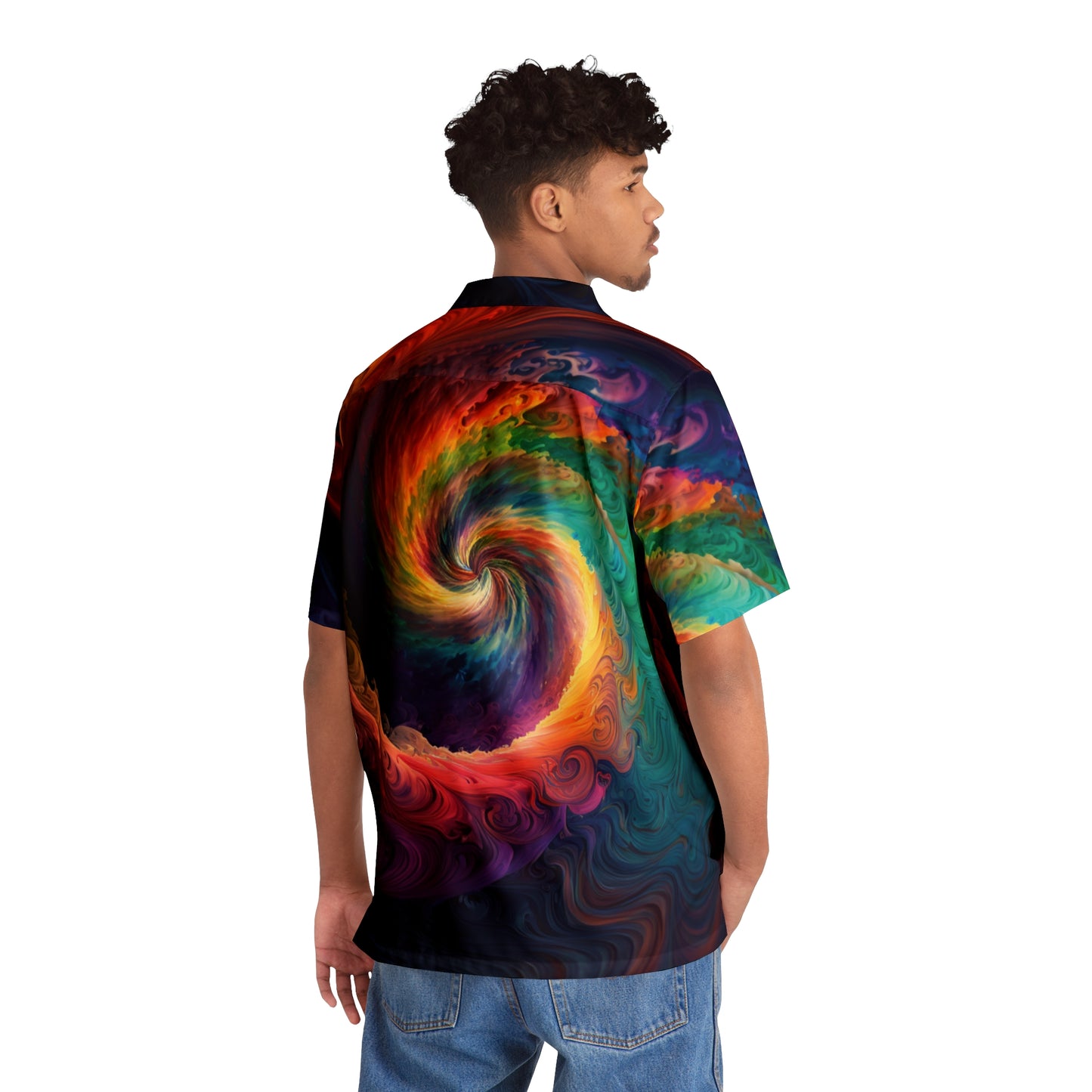 BAE "Swirling Rainbow" Short-Sleeve Button Down Shirt